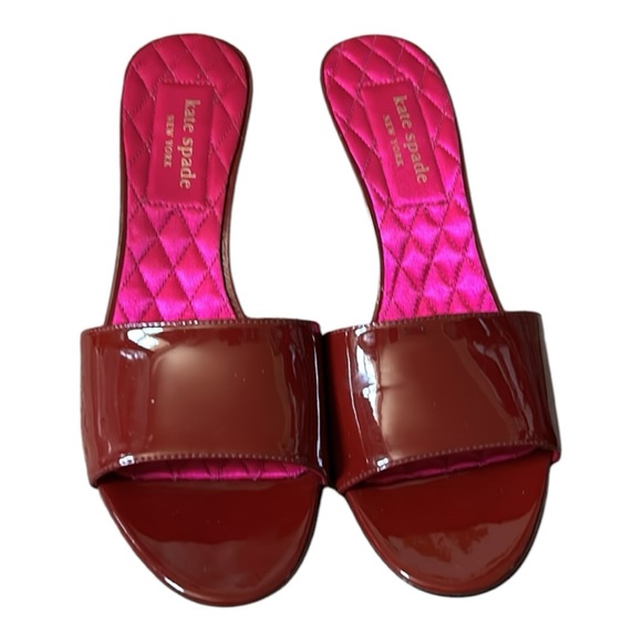 NWOB, Kate Spade Dorset Dress slides w/Rhinestone heel, RT$200 Color:Red Wine - Picture 9 of 10
